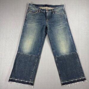 Simon Miller Adams Wide Crop Jeans Mens 27 Blue Excellent Raw Hem Japanese Denim